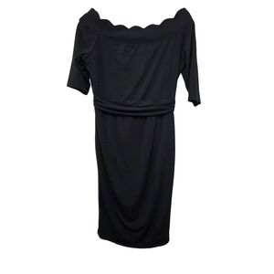 NWT Kimi + Kai Black Off Shoulder Maternity Dress Rushed Waist Detail Size S